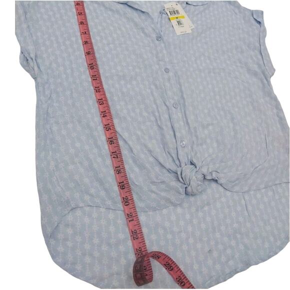 Hippie Rose Junior's Women's Tie Front Camp Shirt Size M Button Down Cuffed - Picture 5 of 11